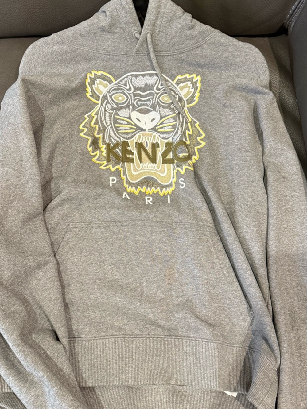 Kenzo Men’s Grey Tiger Logo Hoodie